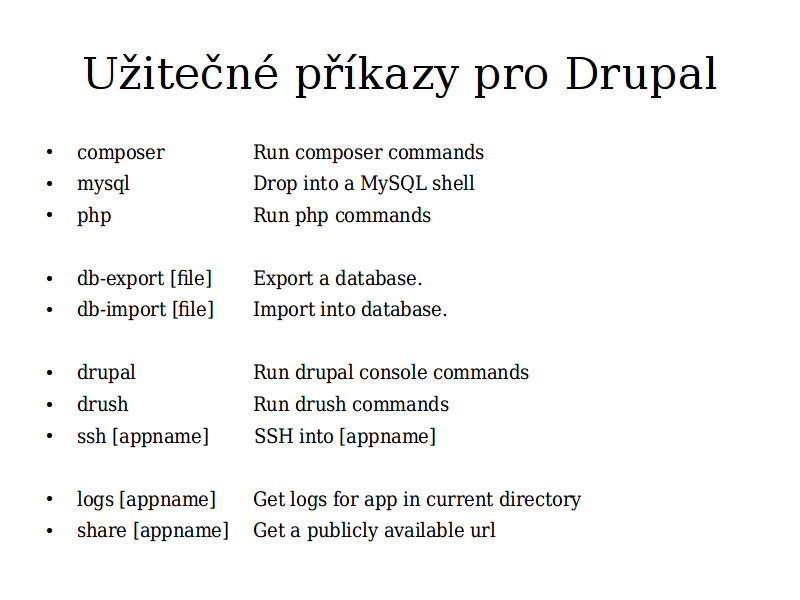 Užitečné příkazy pro Drupal